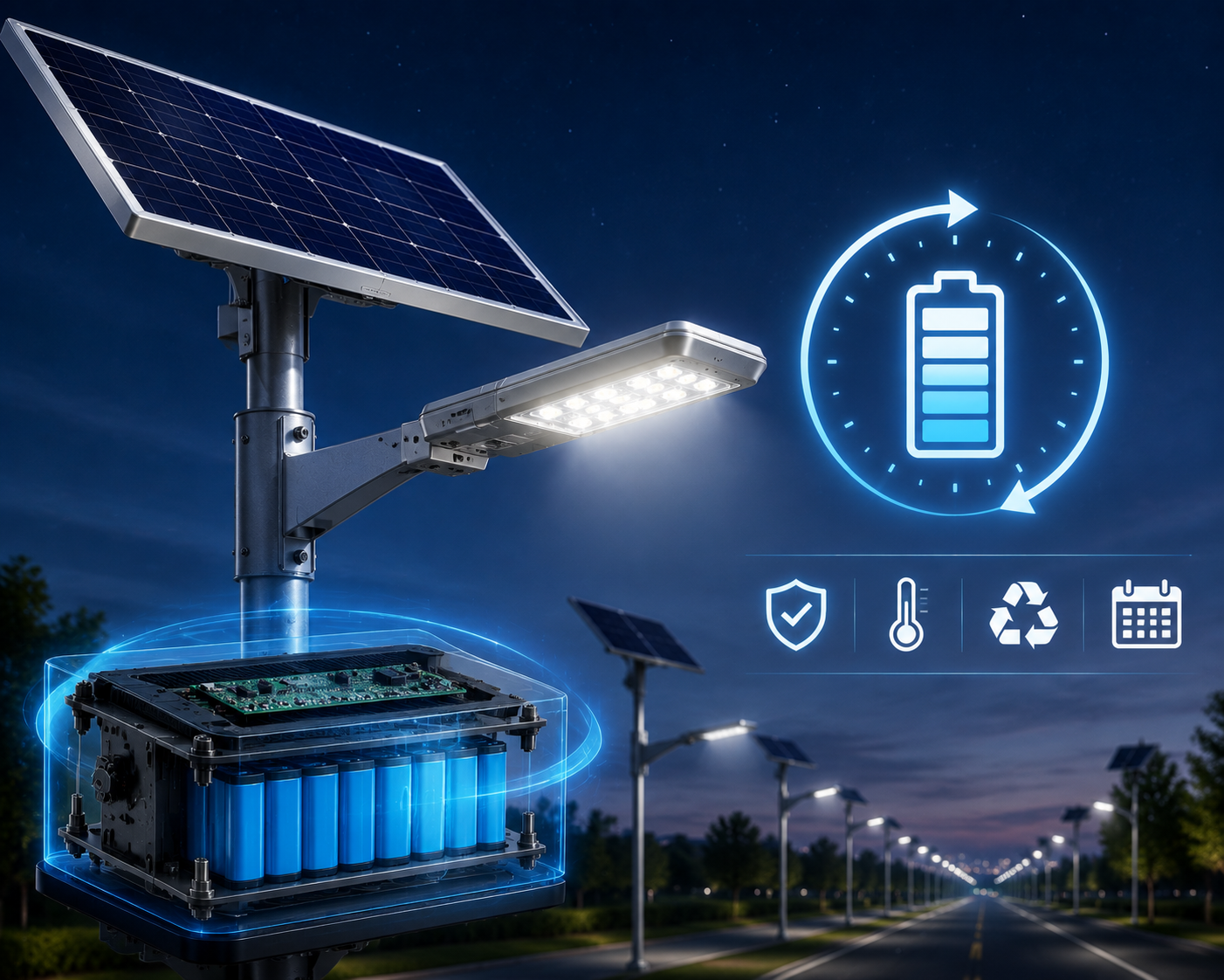 Solar street light battery system