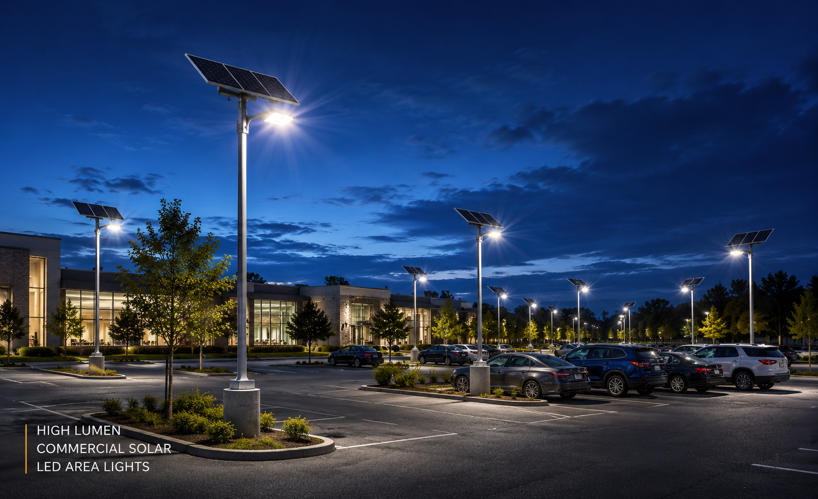 High-lumen commercial solar LED area lights