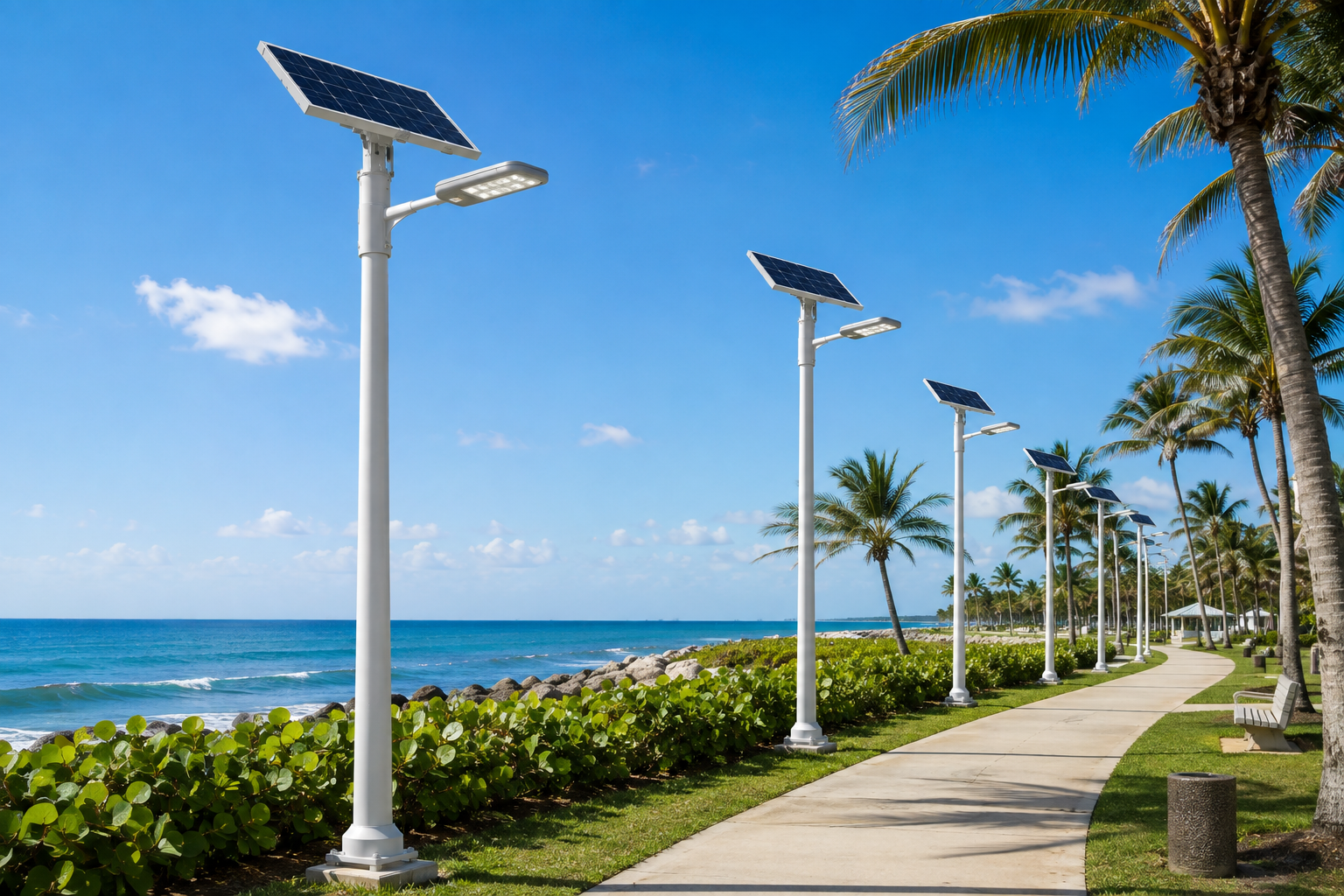 Fiberglass solar light poles