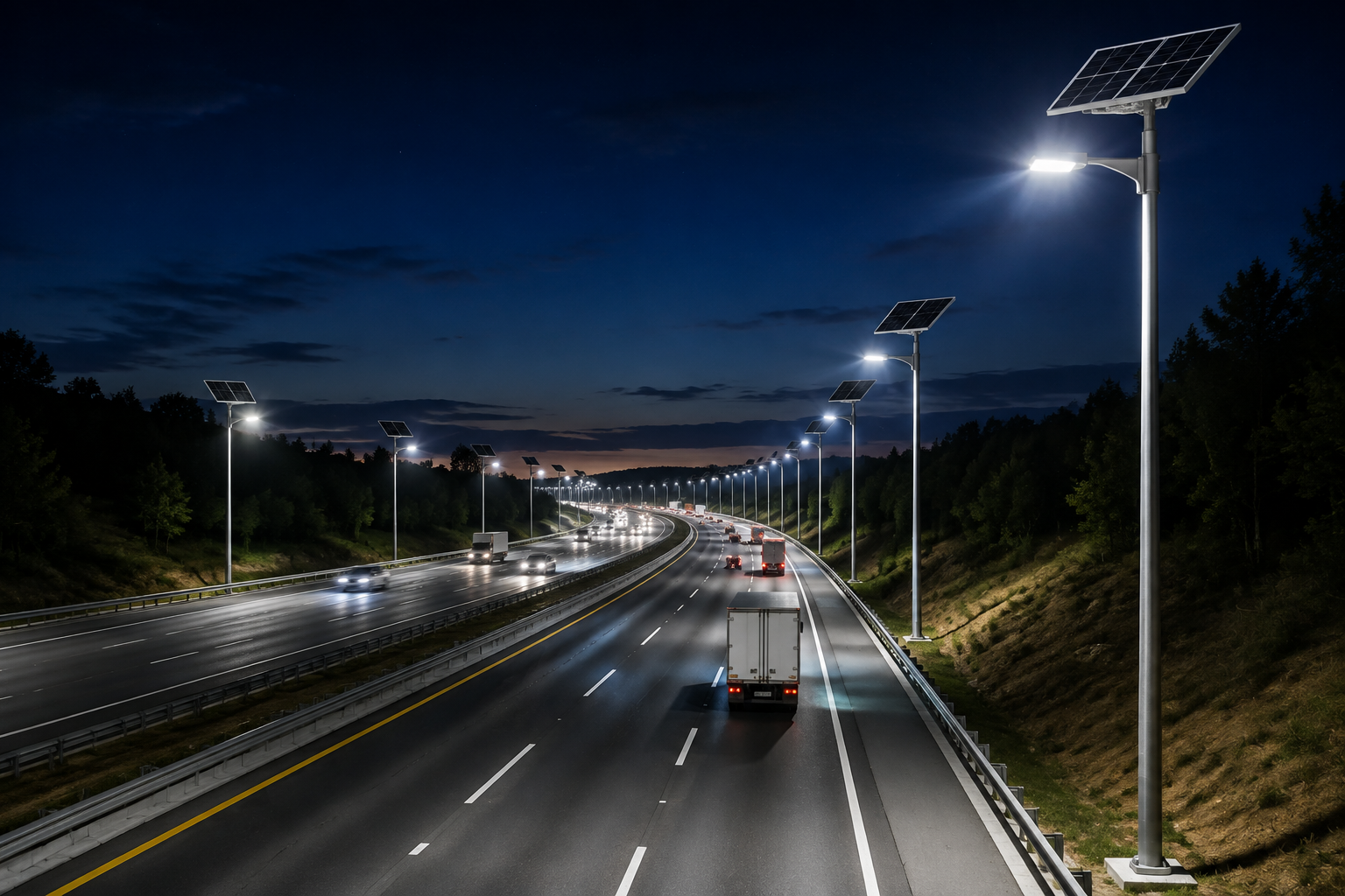Solar highway lighting