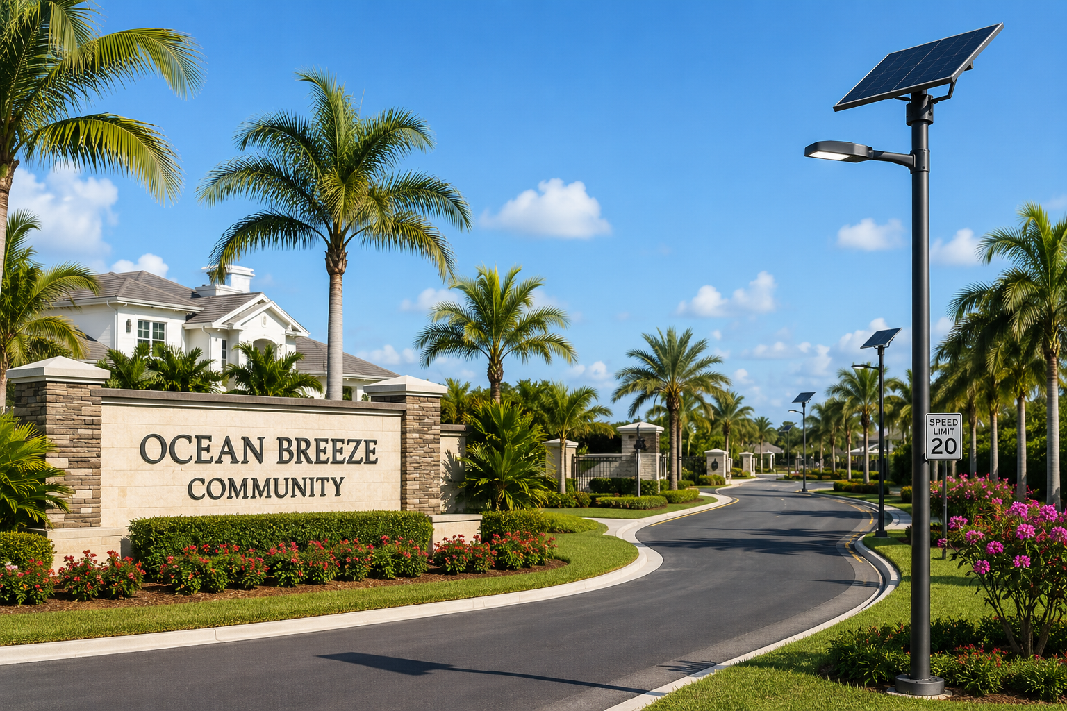 Florida HOA resort and municipal solar lighting
