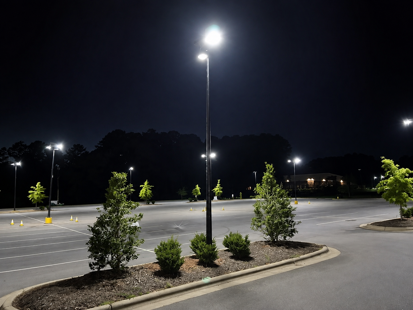 Solar parking lot lighting installation