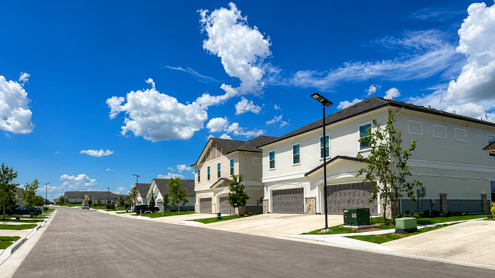 Solar street lighting at Texas residential development